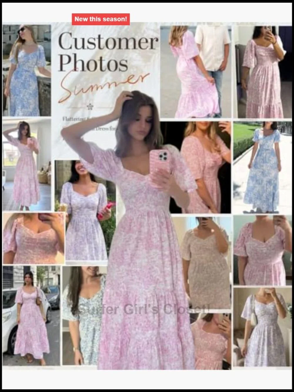 Women's Floral Maxi Dress Square Neck Puff Short Sleeve Boho Tiered High Waist
